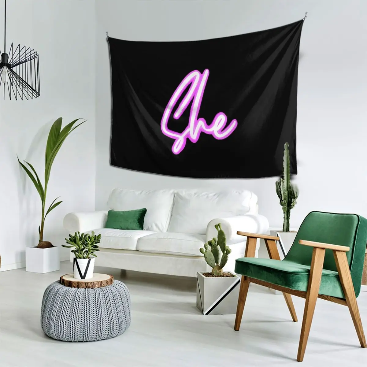 Она неоновая вывеска гобелен декор комнаты для девочек украшения дома