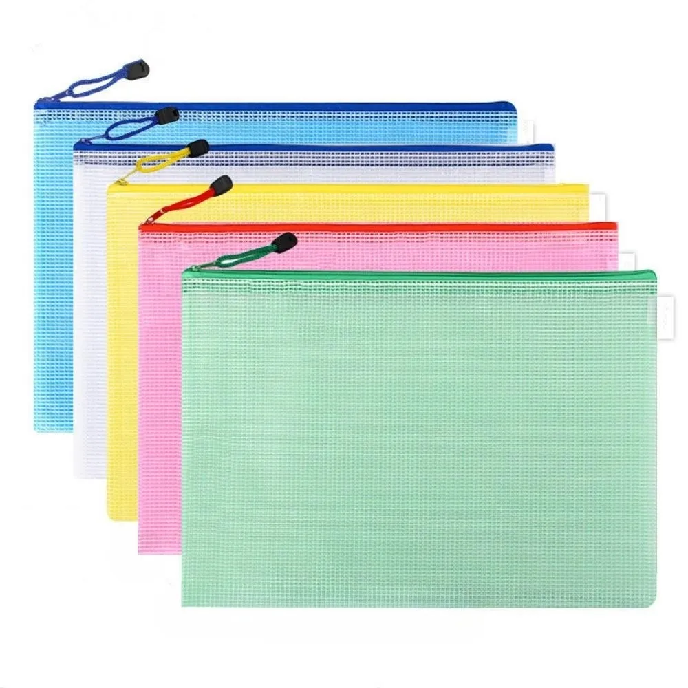 

Waterproof Document Bag Pouch A4 Transparent Zipper File Organizer Folders Stationery Paper Storage File Folder Office Supply