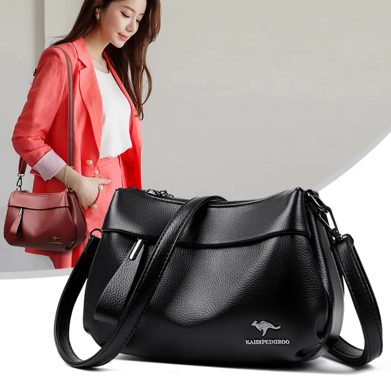 

New Vintage Leather Boston Women Small Handbag and Purse Fashion Designer Crossbody Bag Female Casual Travel Pillow Shoulder Bag