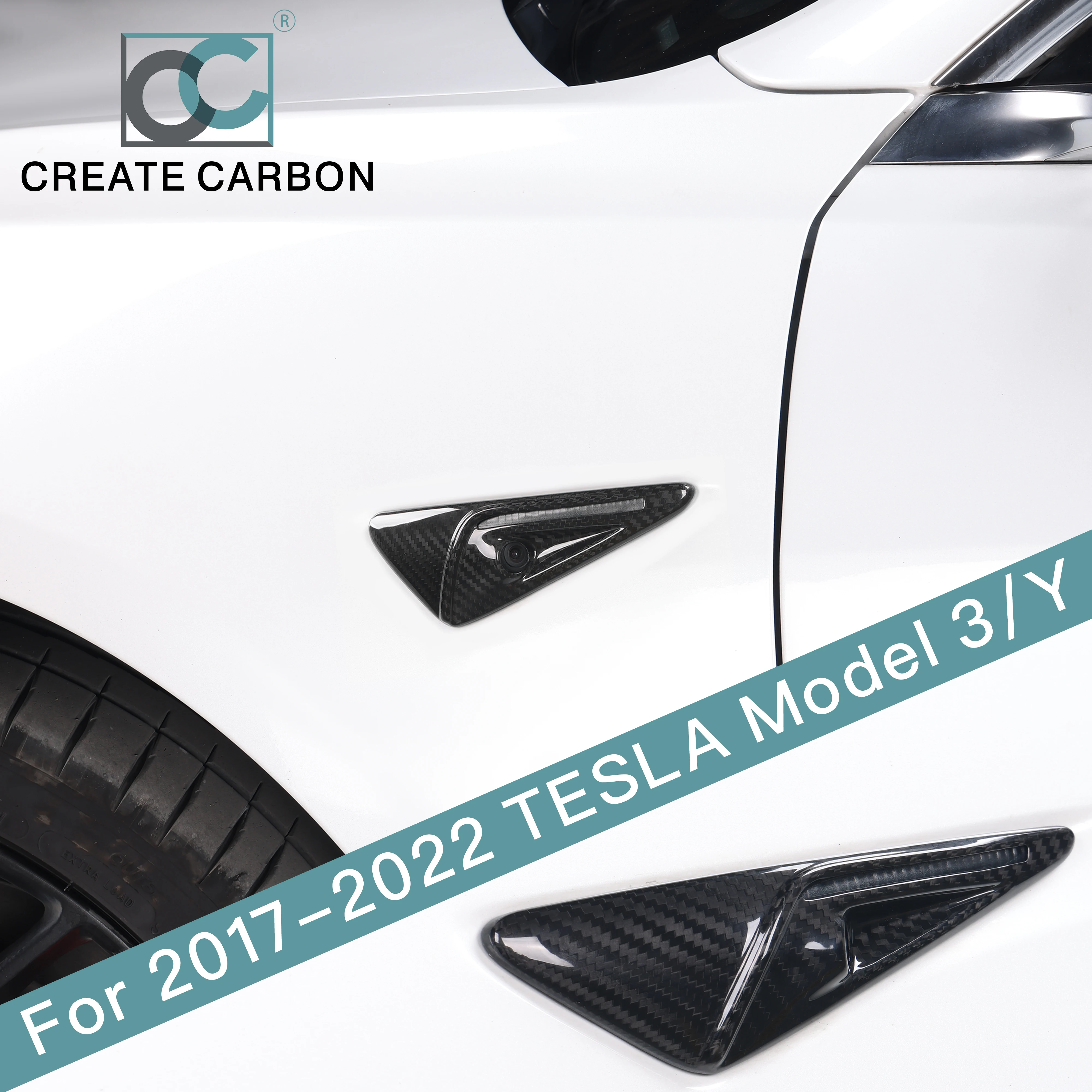 

Наклейка декоративная для Tesla 2017-2022, углеродное волокно, 2 шт.