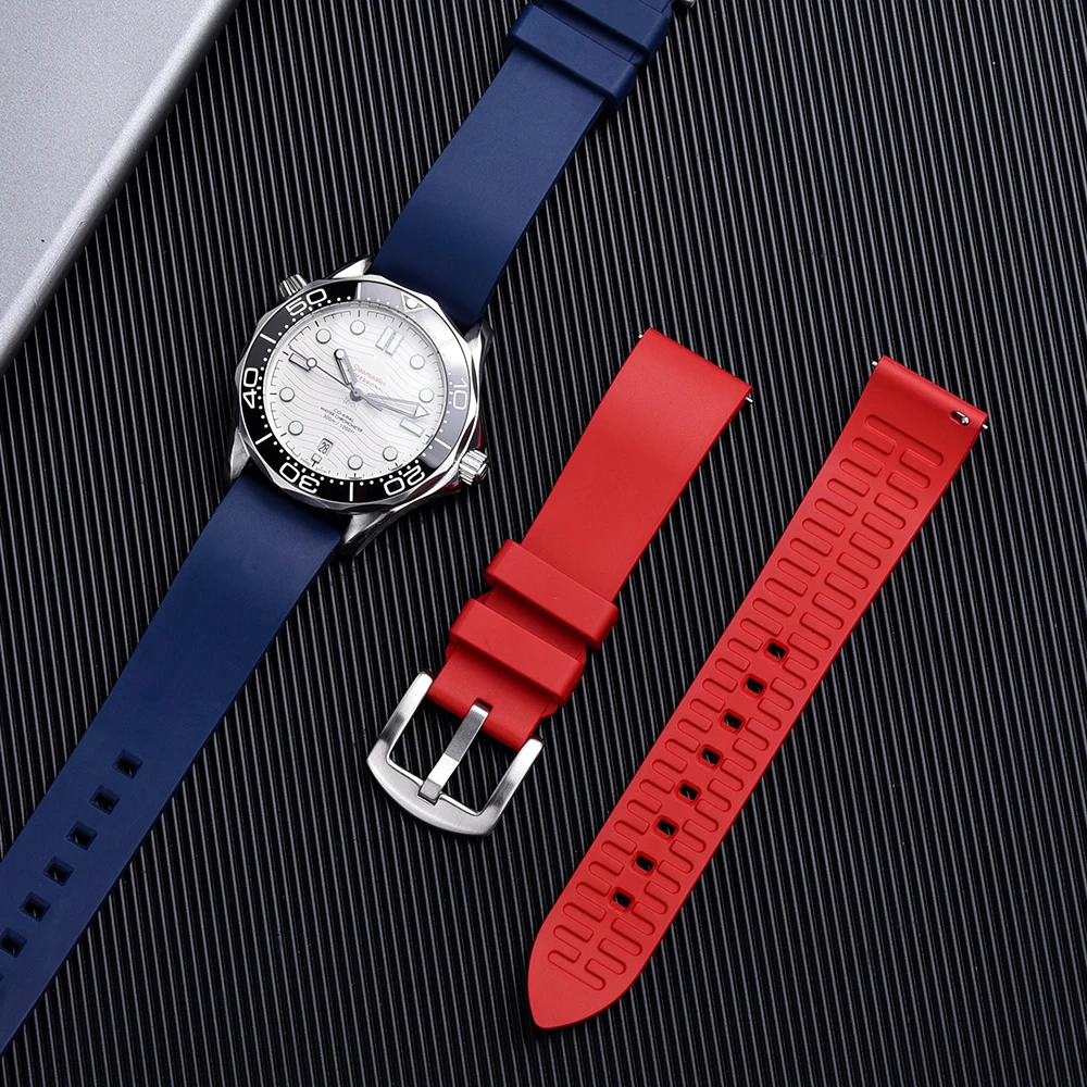 New Fluoro Rubber Watchband 20mm 22mm 24mm Dustproof FKM Quick Release Watch Strap For Men's Diving Watches Accessories