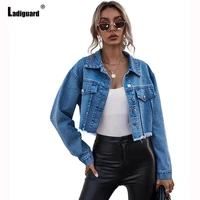 women short denim jacket sexy ripped demin jackets vaqueros mujer 2022 single breasted tops outerwear stand pockets jean coats