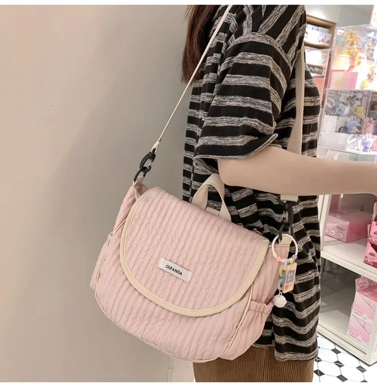 Fashion Crossbody for Women Nylon Large Capacity Shopping Bag Cute Student Schoolbag 2023 New All Match Shoulder Bag Female
