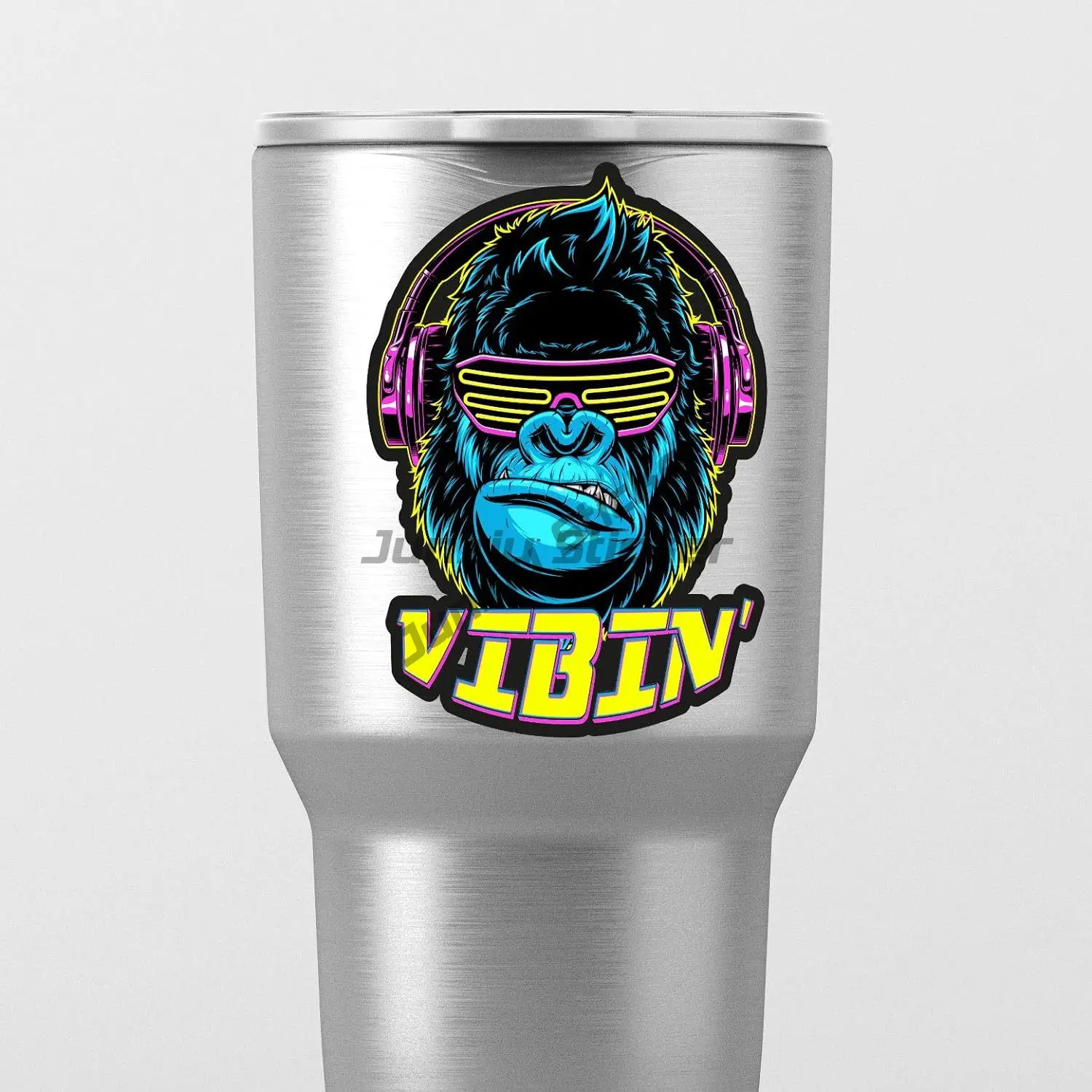 Горилла неоновая наклейка на бампер для автомобилей чашки ноутбуки охладители