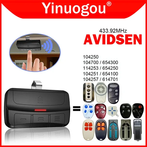 AVIDSEN 114253 104251 104257 104700 104250 654300 654250 654100 614701   Пульт дистанционного управления гаражными воротами, 433,92 МГц, устройство открывания гаражных ворот