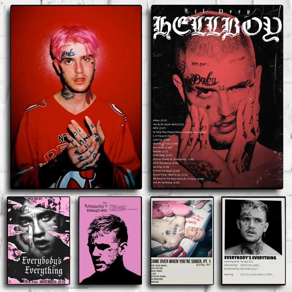 Фото Плакат Singer L-Lil Peep, идеальная наклейка, самоклеящаяся, художественная, предназначенная для домашней столовой, офисных помещений №1