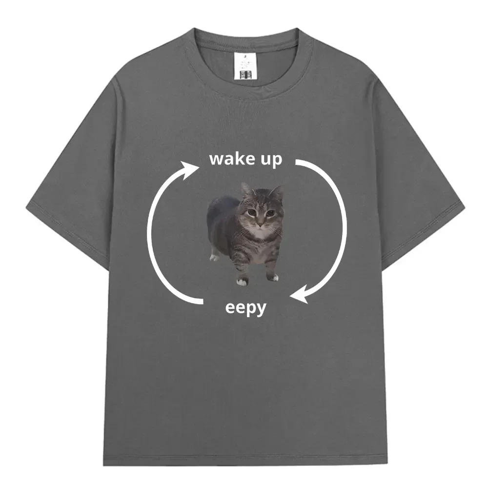 Футболка Eepy Kitty с надписью Wake Up Забавные футболки забавным котом животным