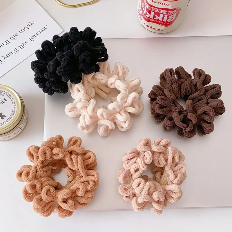 

Women Elegant Solid Flods Plush Soft Elastic Hair Bands Ponytail Hold Hair Tie Scrunchie Rubber Band Fashion Hair Accessories