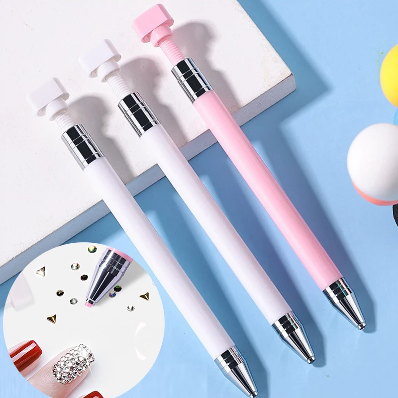 

Rhinestone Nail Art Brush Pen Silicone Head Carving Dotting Tool Nail Crayons