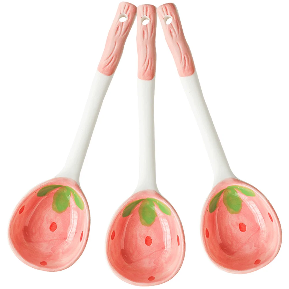 

3Pcs Spoons Spoon Soup Spoons Rice Ceramic Chinese Soup Spoons Ceramic Spoon for Kitchen Restaurant Hotel Cooking