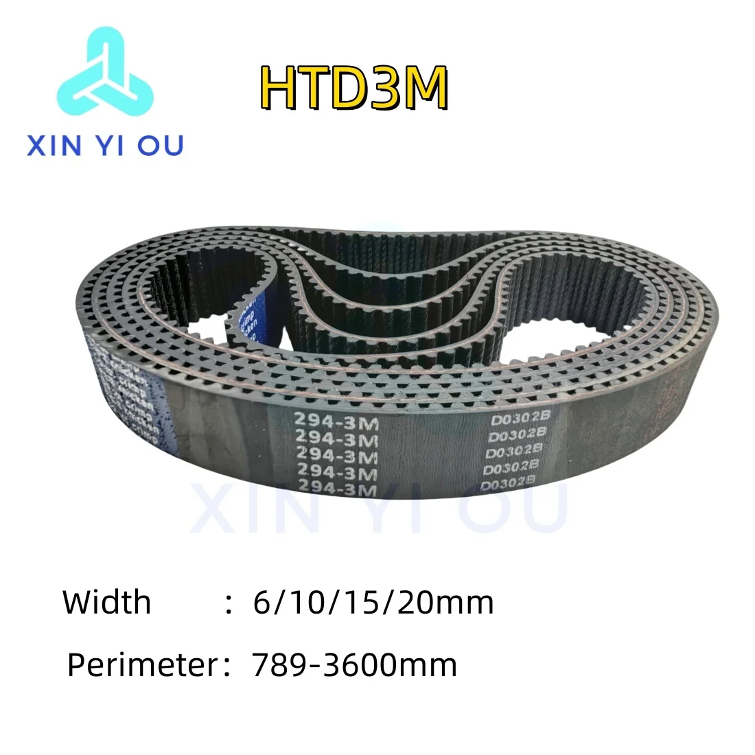HTD3M Шаг ремня ГРМ ширина 3 мм 6/10/15/20 по периметру 789-3600 закрытые резиновые приводные