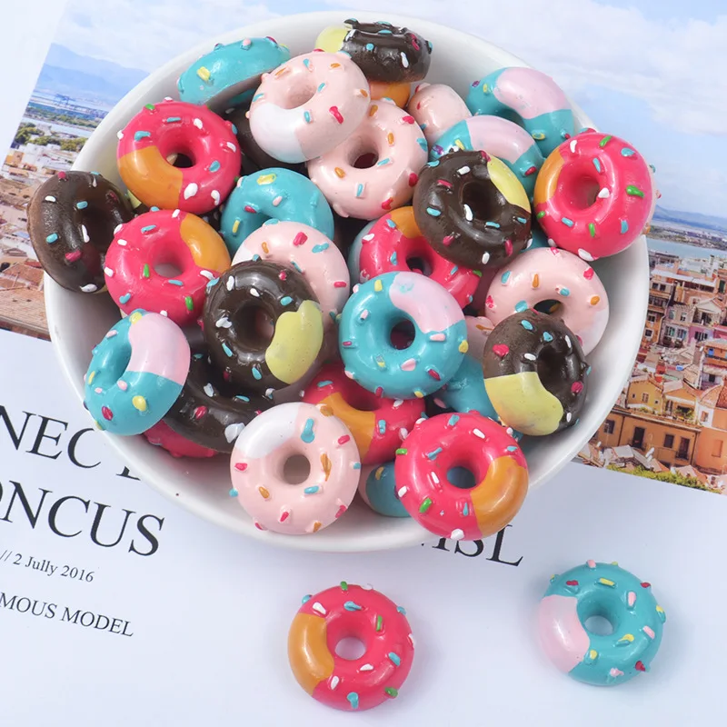 

10pcs Resin Kawaii Donuts Planar Flatback Figure Craft Cabochons Miniature Accessories Dollhouse Miniatures Phone Case DIY Charm