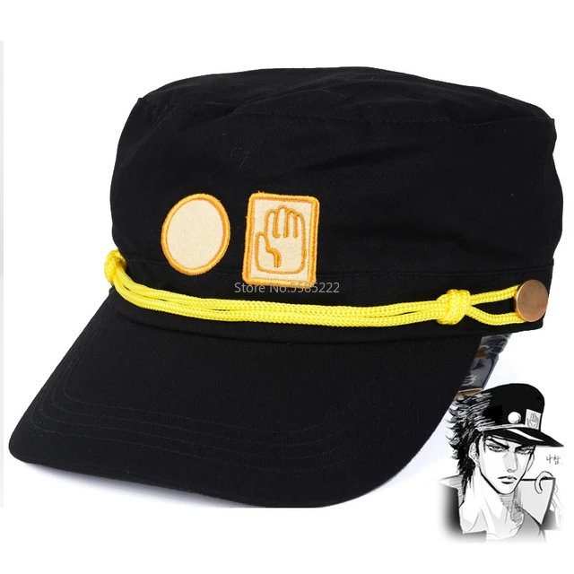 

Anime jojos JoJo's Bizarre Adventure Cosplay Hat Jotaro Kujo Cosplay Hats JOJO Army Military Flatcap Badges Anime Around
