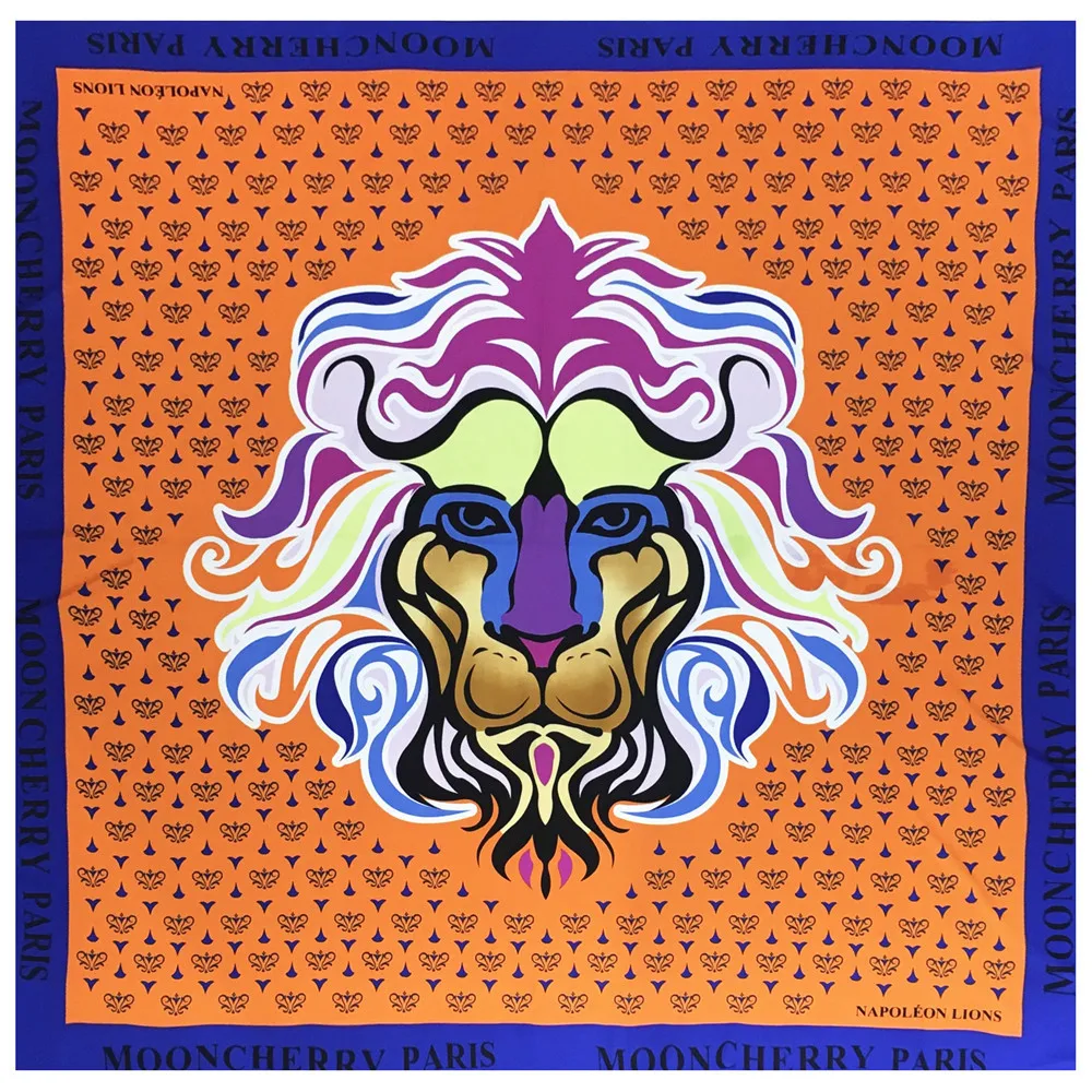 

2022 High Quality Lion Design Silk Feeling Square Scarf Headband Oversized Headwrap Beach Sarong Shawls Halter Top