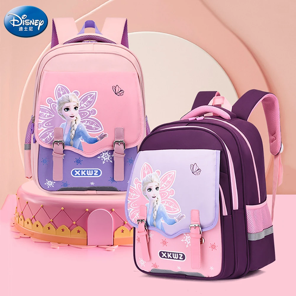 

Disney Children's Large Capacity Schoolbags For Girls Lovely Elsa Princess Print High Quality Backpacks Kids Fashion Cartoon Bag
