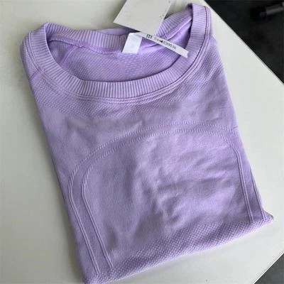 Lulu Women Yoga T-shirt Knitting 1.0 Sports Short Sleeve Quick Dry Crew Neck Swiftly Gym T-shirt Tights Jogging Fitness Clothes