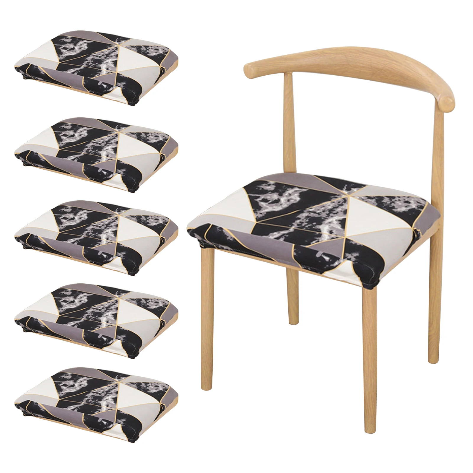 

6pcs Seat Protector Hotel Printed Stretchy Dining Chair Cover Slipcover Removable Universal Kitchen Soft Party Modern Home Decor
