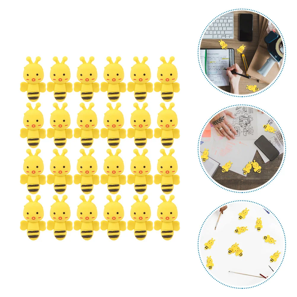 

40pcs Adorable Erasers Cartoon Bee Shape Erasers Painting Erasers for Kids Random Facial Expression Cole