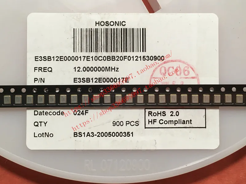 

50 шт./E3SB12E000017E 12MHz 10ppm 3225 4P Hongxing SMD Crystal, пассивный кристалл