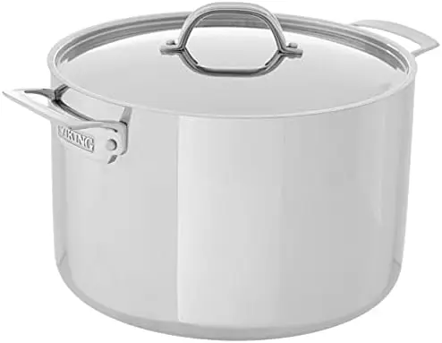 

3-Ply Stainless Steel Stock Pot, 12 Quart, Includes Metal Lid, Dishwasher, Oven Safe, Works on All Cooktops including Induction