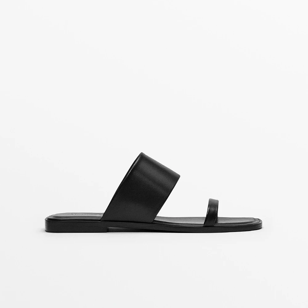 

2022 New Fashion Thick Bottom Flip Flops Cowhide Solid Color Beach Slippers Women Simple Casual Sandals Shoes Female
