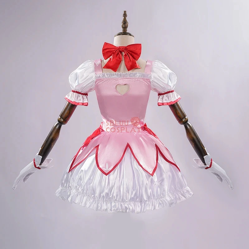 Фото Костюм для косплея COSSBluu Kaname Madoka, улучшенное качество, из атласа. ‌ Тканевое платье для Хэллоуина розового цвета Magica Kaname Ou №1