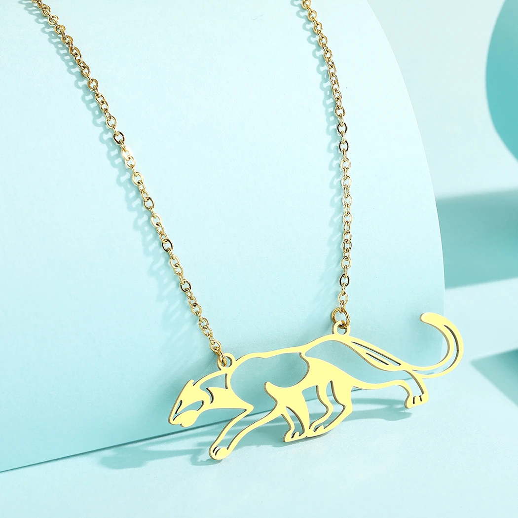 Кулон из нержавеющей стали в виде Ягуара золотого или серебряного цвета