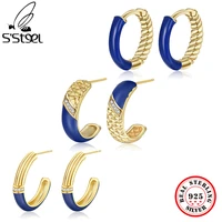 ssteel real 925 silver enamel stud earrings for women 2022 luxury trendy design hoop earing dating trends 2022 fine jewelry