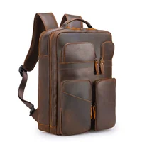 Men Genuine Leather Multifunction Backpack Large Capacity Travel Backpack 100% Genuine Leather Bagpack 17 Inch Laptop Bag