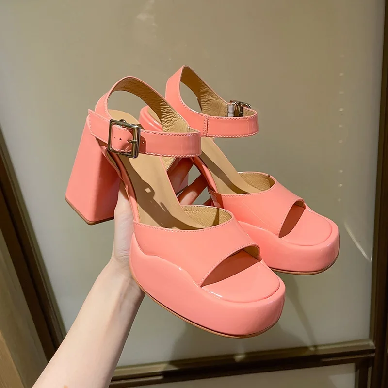 high heels shoes woman pumps platform sandals female slippers buckle party wedding shoes slingbacks ladies leather beach sandals