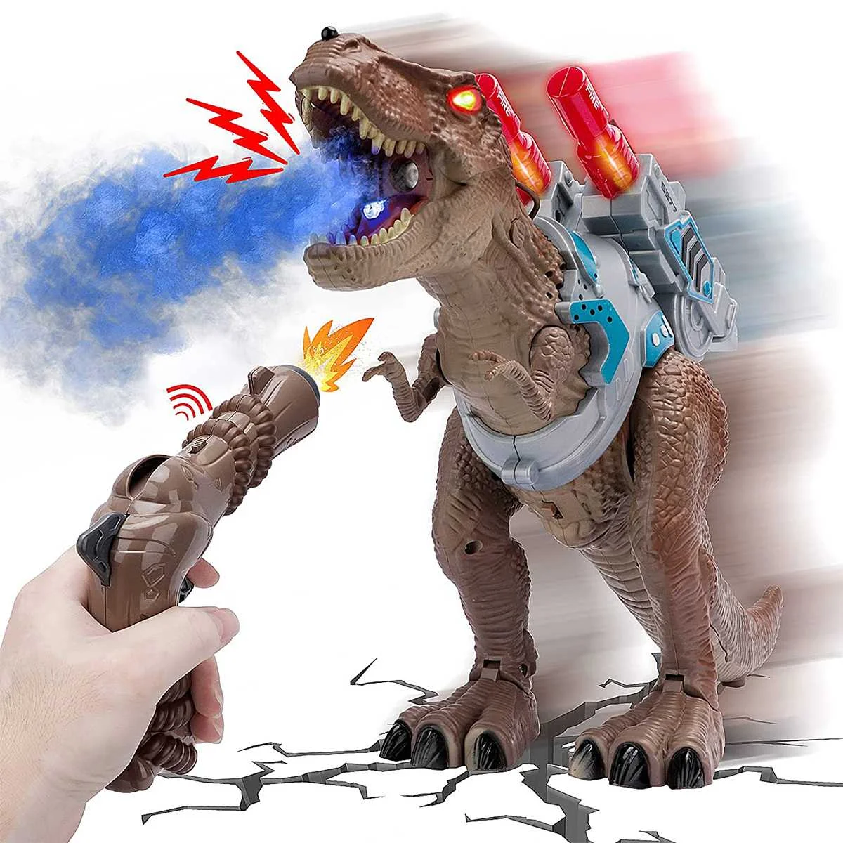 

Dinosaur Toys LED Light Up Battle Attack Shooting Action Figure Walking Tyrannosaurus Rex Toy for Kids Christmas Gift