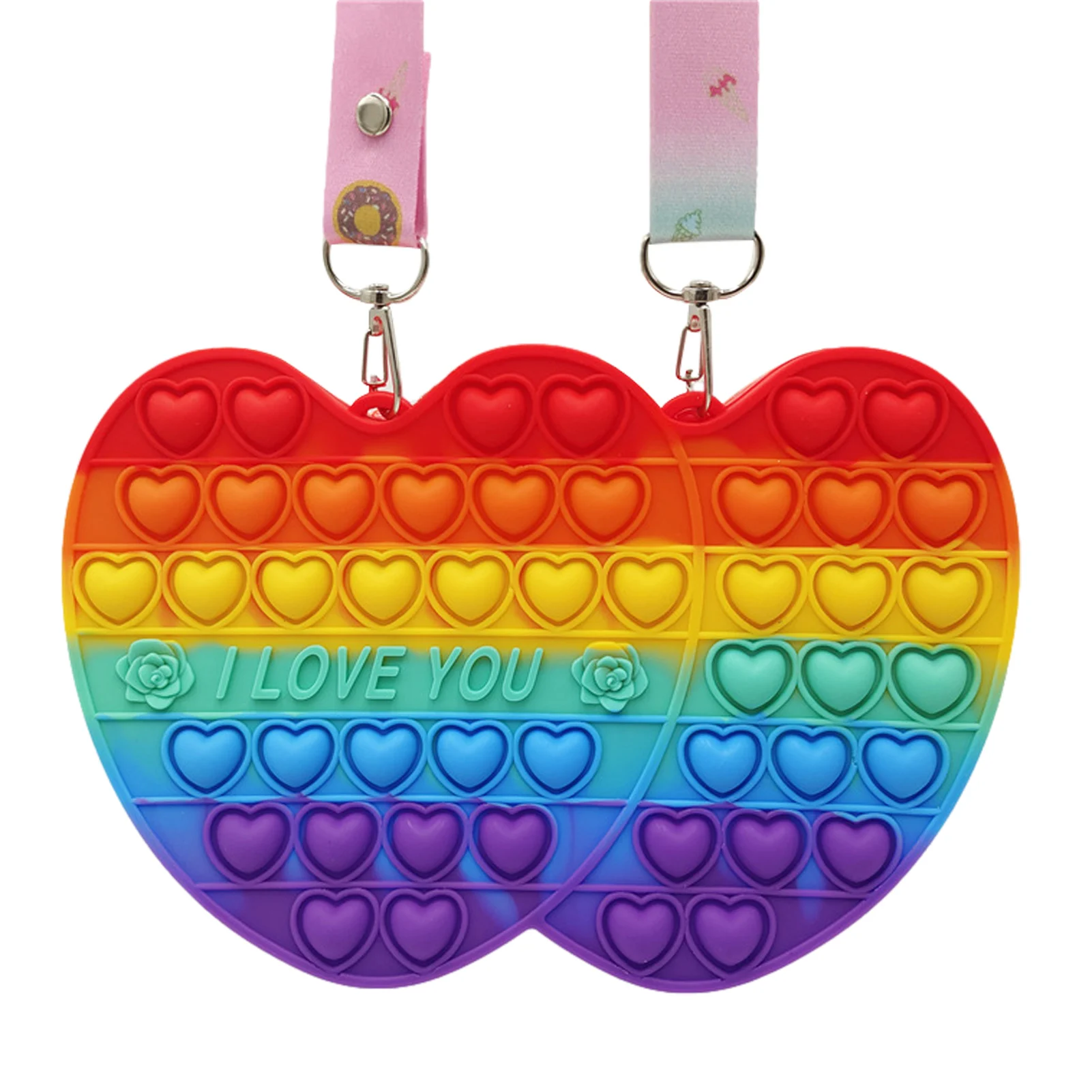 

Fashion Bubble Toys Decompression Bubble Bag Toy Colorful Heart Shape Bag For Kids Anxiety Relief Sensory Toy Coin Purse