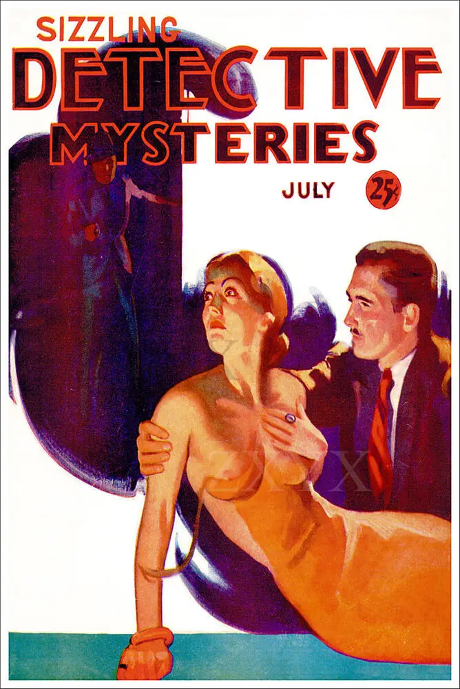 Винтажный постер в стиле ретро с изображением массы детективов