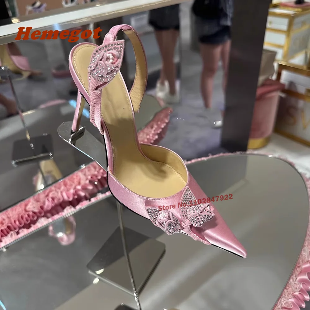 Сандалии женские на шпильке туфли с острым носком тонком каблуке цветком