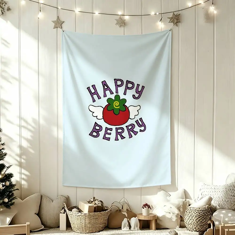 Фото H-Happy Berry K-Kouda Mikako Настенный гобелен-флаг для улицы, гаража, комнаты, декоративный фон-плед №4