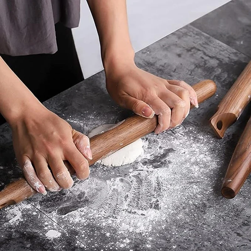 Скалка из черного ореха перфорированные палочки для выпечки клецков цельного