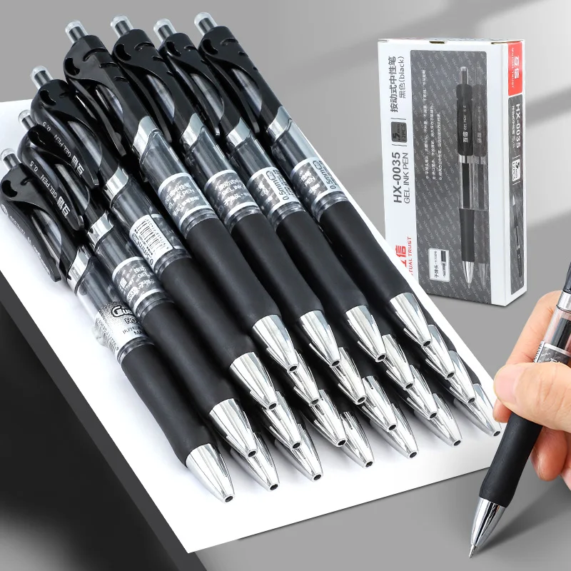 

No Logo 30pcs 0.5mm Retractable Gel Pens Set Black Ink Ballpoint for Writing Refills Office Accessories School Supply Stationery