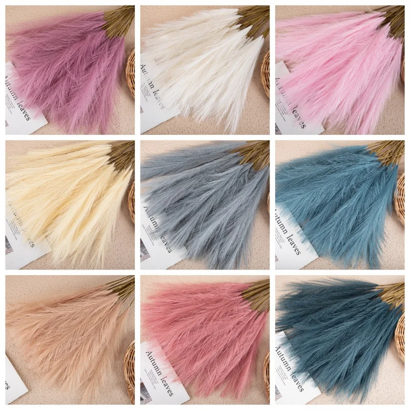

5Pcs Artificial Pampas Grass DIY Artificial Flowers Bouquet Fake Plant for Home Decor Garden Wedding Decoration Garland Vase