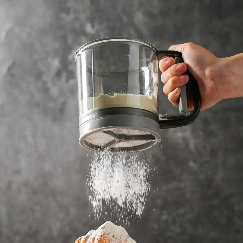 

Кухонный сито для муки, полуавтоматические ручные пластиковые сита, ручной фильтр для муки, профессиональный гаджет, кухонный порошок Sifte N8g5