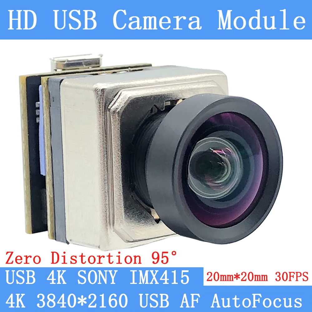 

4K USB Webcam 95° No distortion MJPEG 30fps 3840x2160 SONY IMX415 Mini UVC OTG 20mm*20mm USB Camera Module Android Linux