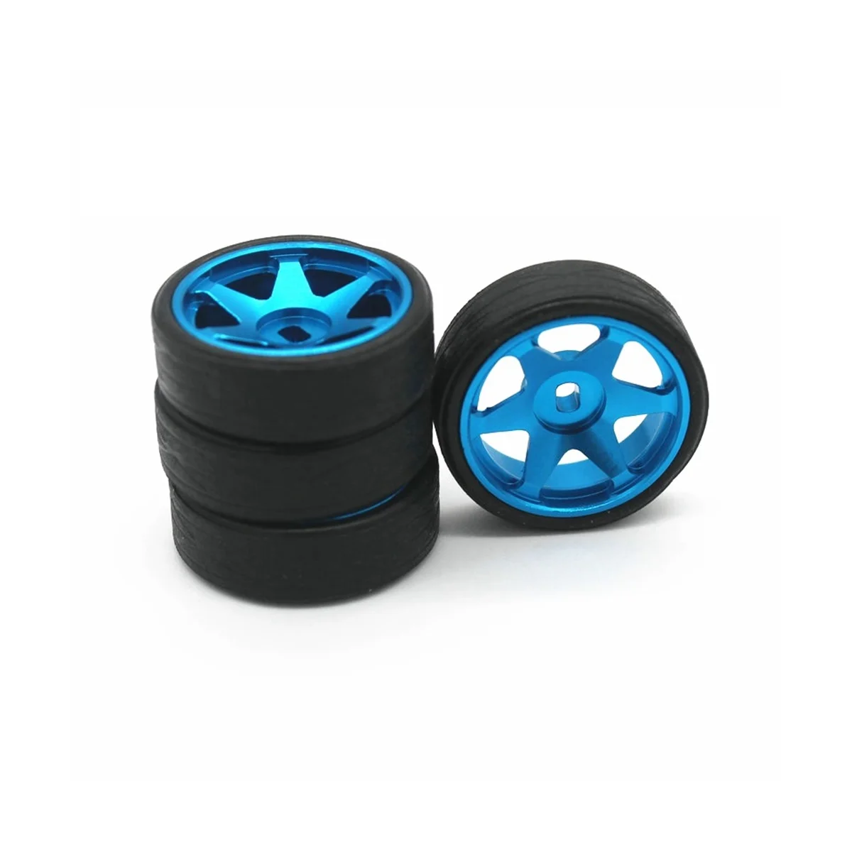 

4Pcs Rubber Racing Tire Tyre Metal Wheel Rim for Wltoys 284131 K969 K989 Kyosho Mini-Z 1/28 RC Car Parts,Blue