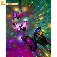 chenistory oil painting by numbers kits butterfly animals with framed on canvas modern home decor acrylic paint drawing pictures