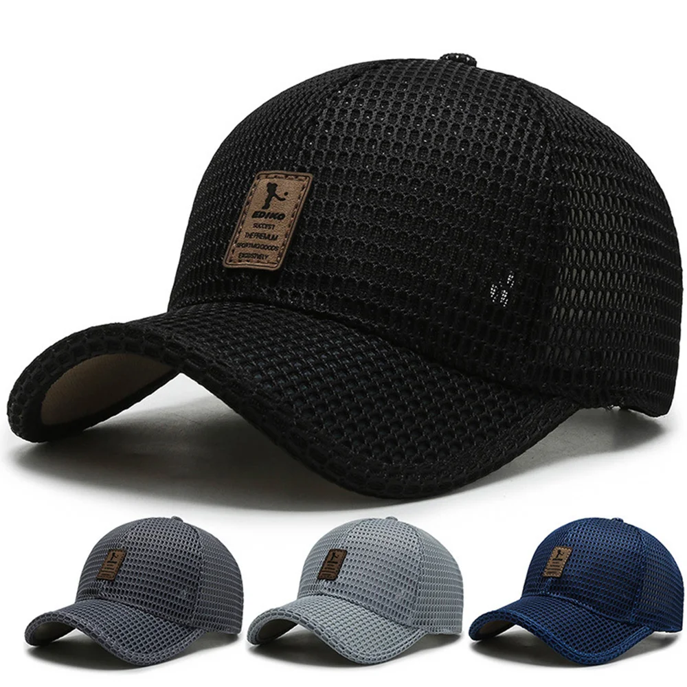 

2022 New Summer New Hollow Out Breathable Caps Adjustable Monochrome Sun Visor Man Big Brim Baseball Cap