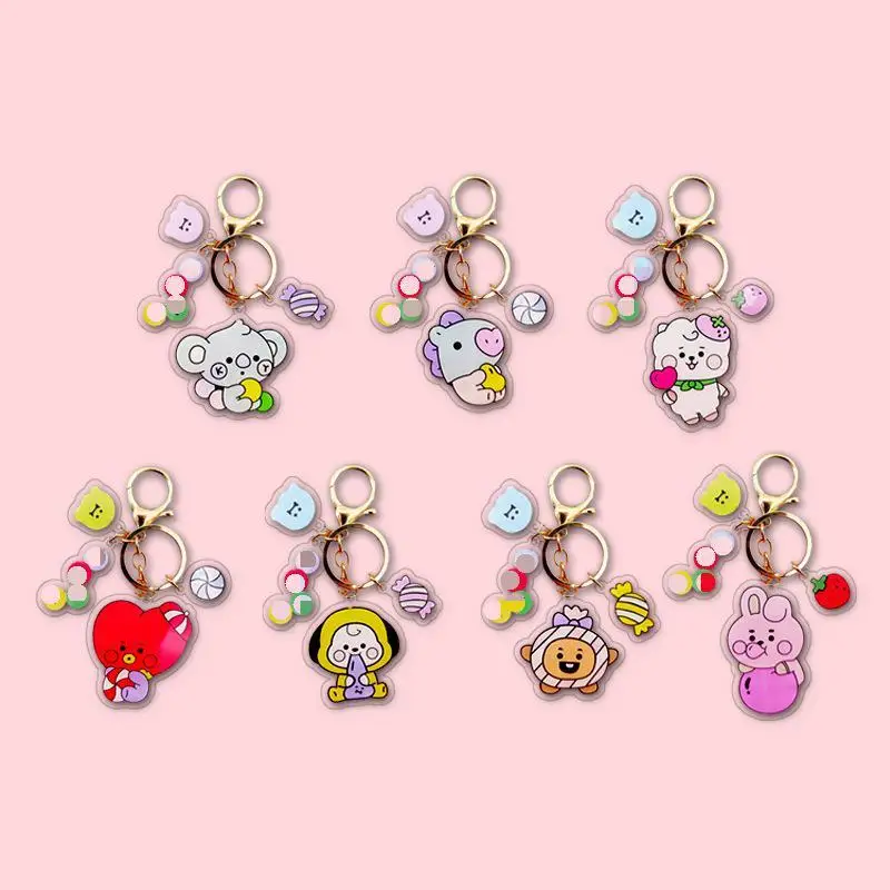 

K-POP New Boys Group Acrylic Exquisite and Cute Keychain Cartoon Fashion Doll Accessories Cute Doll Pendant Jewelry Gift SUGA JK
