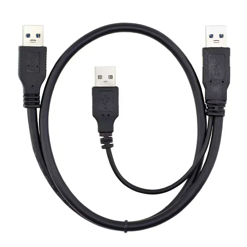 Фото Поставка черного цвета 0,5 м USB 2.0 3.0 Dual USB Male to Micro Mini USB A B C male Портативный кабель для хранения устройств с блоком питания №5