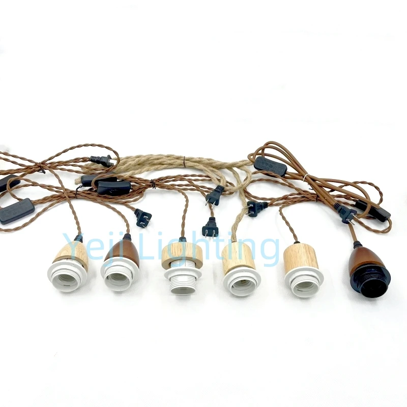 Ретро ностальгическая люстра из орехового дерева цвет E27 держатель лампы витая