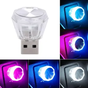 Автомобильная светодиодная лампа Mini USB, декоративная лампа для атмосферы, разноцветные аксессуары для автомобиля, освещение без проводки, ночные аксессуары Inter H3T3