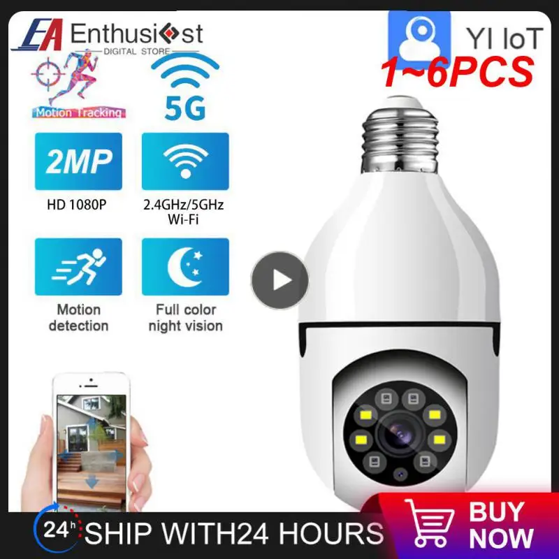 

1~6PCS E27 Bulb Wifi Surveillance Camera Indoor 4X Digital Zoom AI Human Detect Full Color Night Vision Wireless Camera Smart