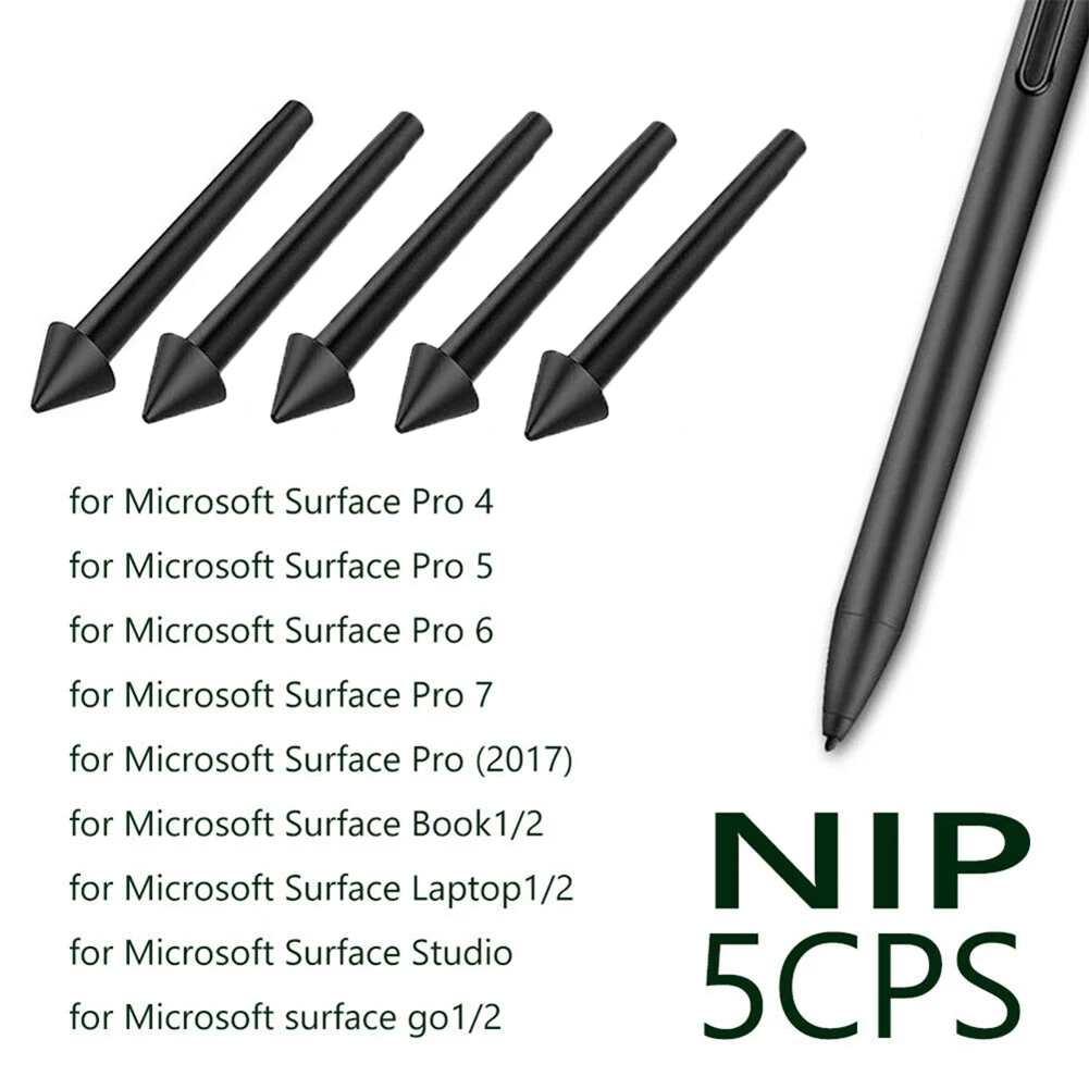 

5pcs 2H Pencil Tip Replacement Stylus Nib Tip Accessories Capacitive Stylus Tip High Sensitivity for Microsoft Surface Pro 7/6/5