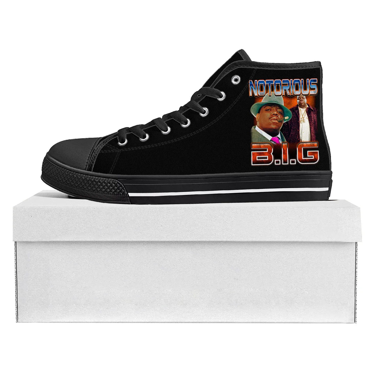 The Notorious B.I.G Rapper Trends High Top High Quality Sneakers Mens Womens Teenager Canvas Sneaker Couple Shoe Custom Shoe